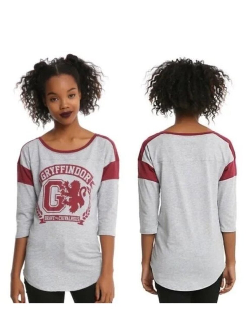 Harry Potter | Gryffindor Maroon & Gray 3/4 Sleeve Athletic Raglan | Size Small